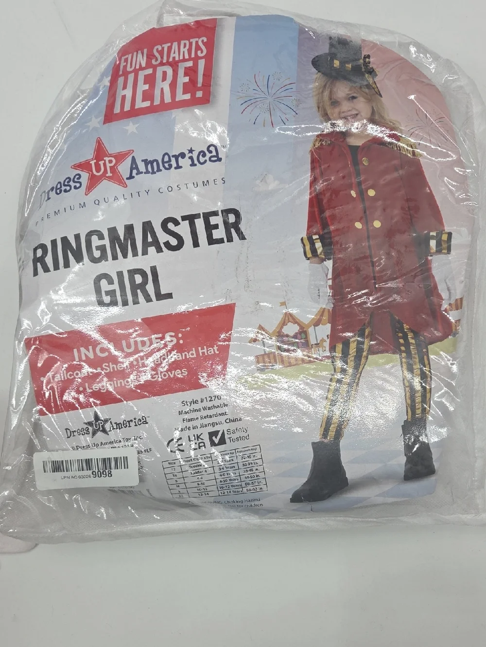 Kids Red Ringmaster Costume with Gold Trim